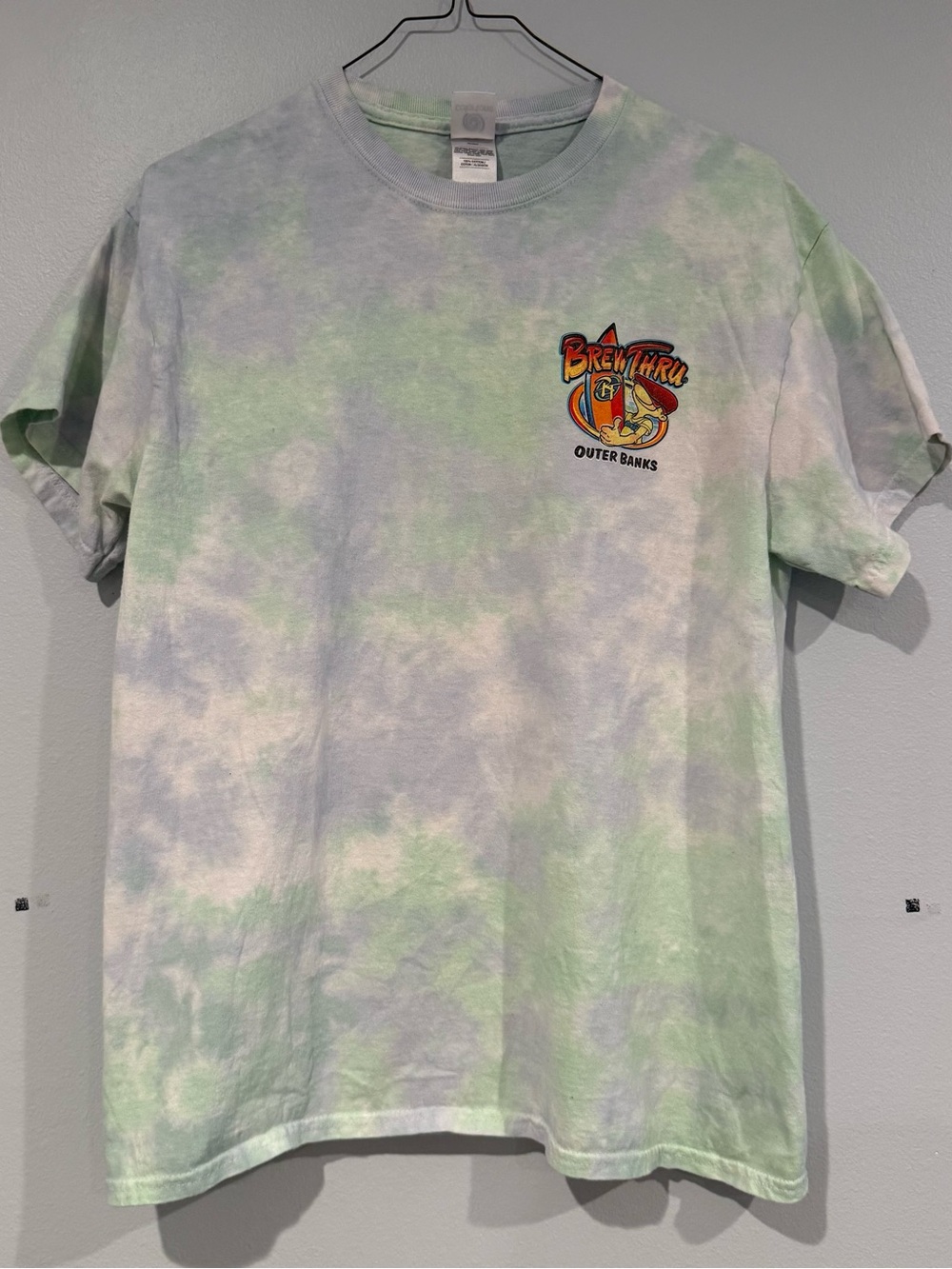Brew Thru Outer Banks Tie-Dye Tee - Pastel Green & Light Blue